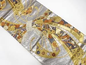 束ね熨斗に鳳凰・花模様織り出し　袋帯